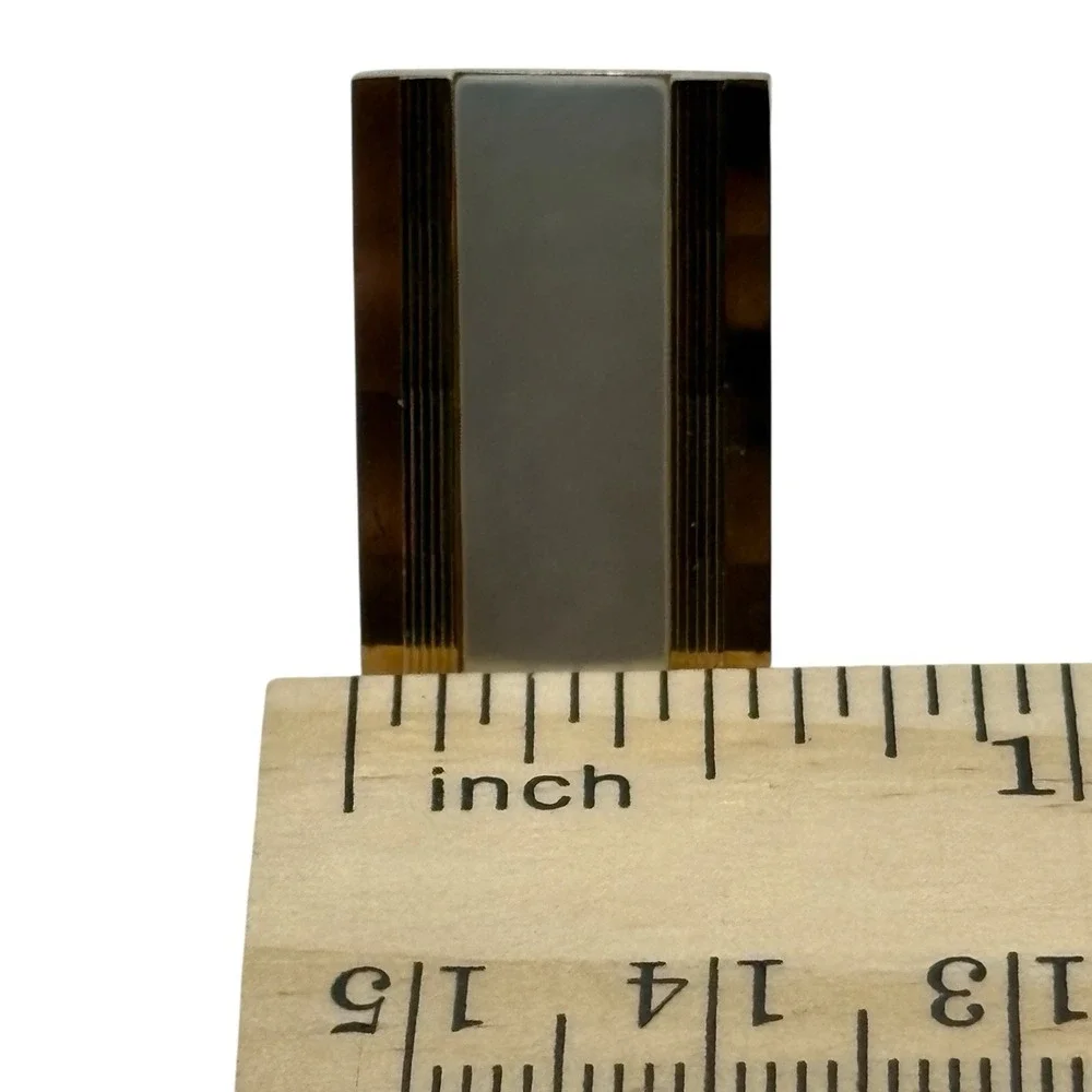 Vintage Swank Cufflinks Tie Bar Set Gold Tone Metal Mother Of Pearl‎ Rectangle